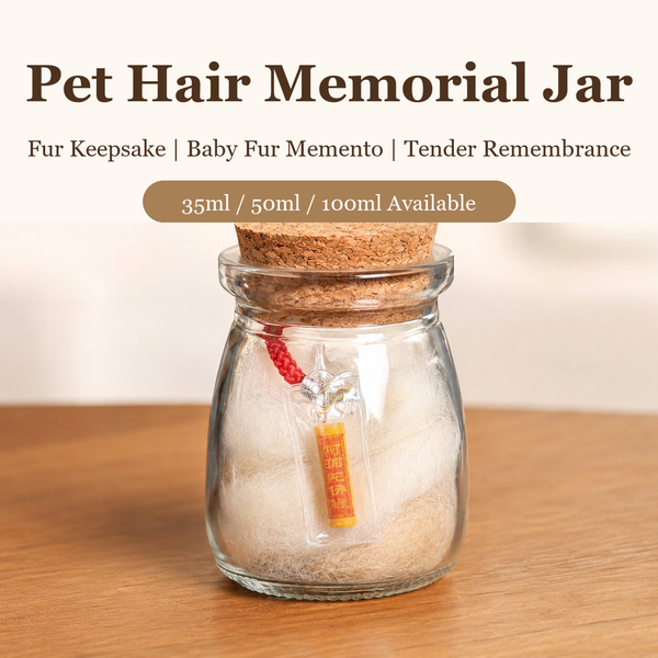 Pet hair memorial glass jar keepsake with blessing scroll - main product