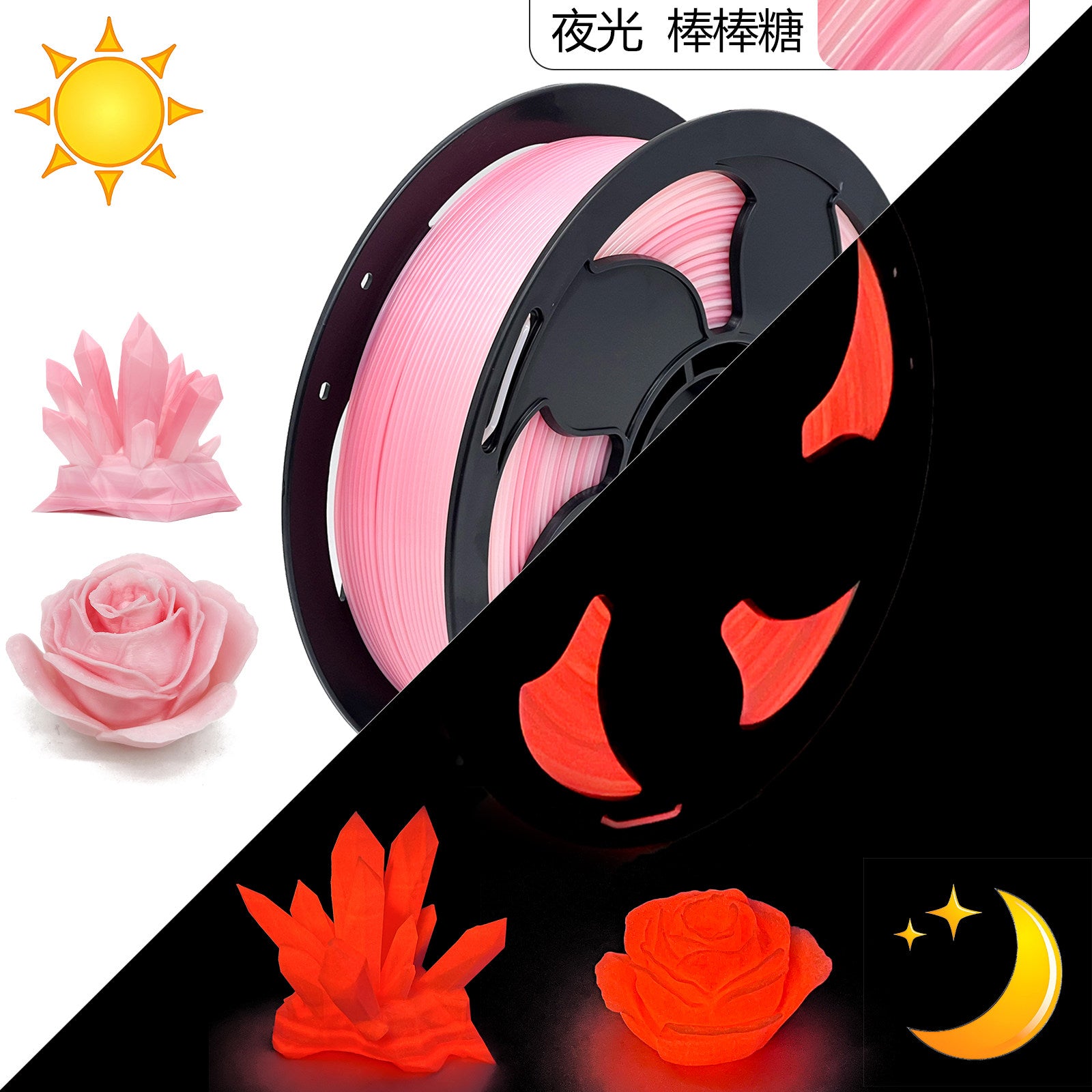 Premium  PLA Filament Glow in the Dark - 25+ Vibrant Glow Colors Available High Toughness Eco-Friendly 3D Printing Material