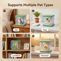 Cute Pet Workshop 3D hologram pet memorial — two devices side-by-side showing different finishes